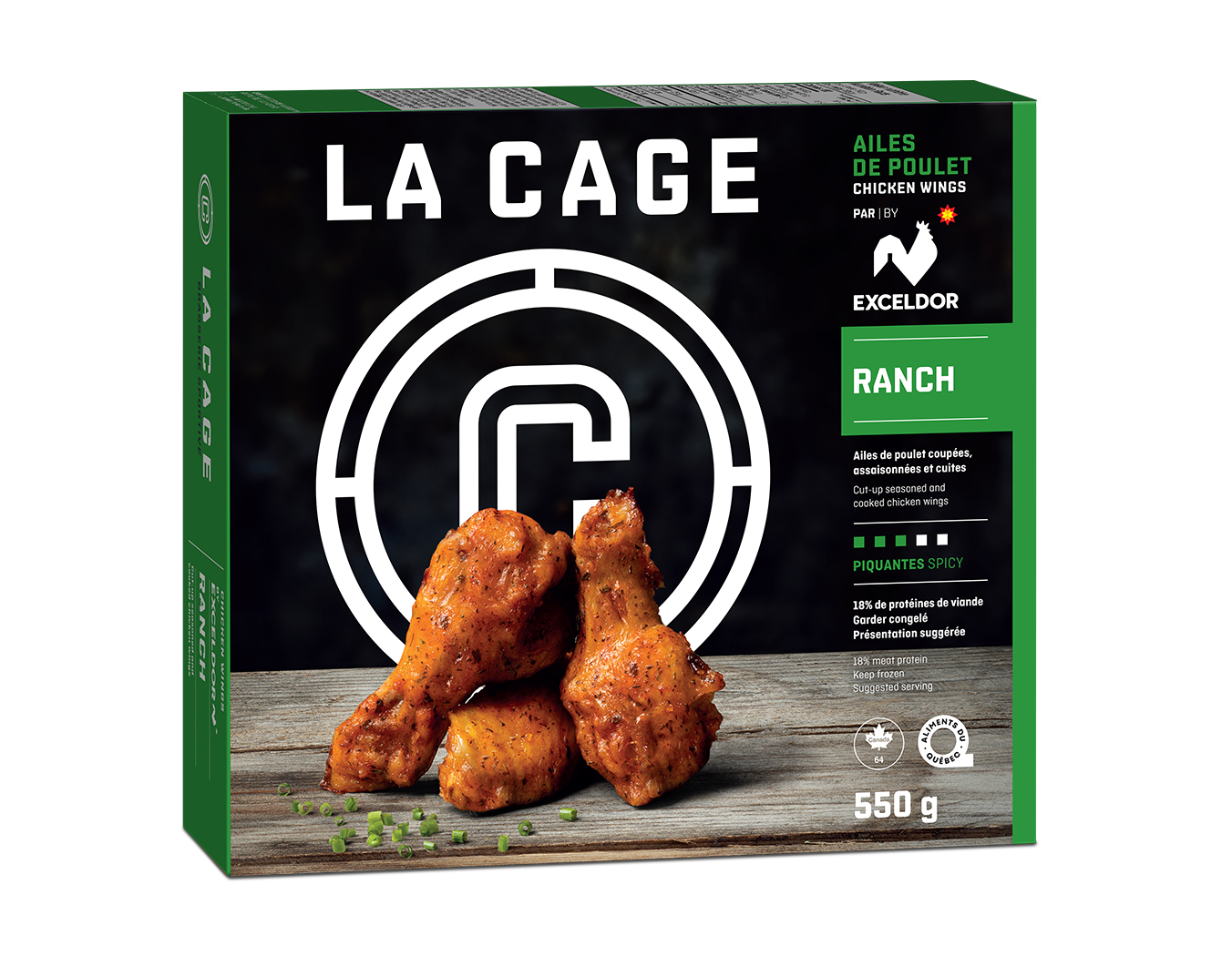 18754 - Ailes de poulet La Cage - Ranch - Congelées